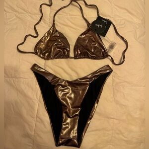 Lulus Metallic Bronze Bikini Set